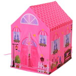 Cort Princess Play HOMCOM pentru Fete de peste 3 ani pentru Interior si Exterior Roz 93 x 69 x 103 cm | Aosom RO, HOMCOM