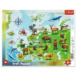 Puzzle Trefl - Harta Europei cu animale, 25 piese