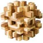 Joc logic IQ din lemn bambus Magic blocks puzzle 3d, Fridolin, 8-9 ani +, Fridolin