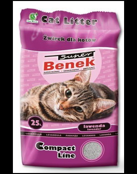 Benek Super Compact nisip pentru litiera, cu lavanda 25 L, BENEK