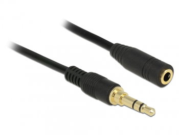 Cablu prelungitor audio jack 3.5mm (pentru smartphone cu husa) 3 pini T-M 1m Negru, Delock 85576, Delock