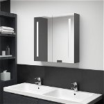 vidaXL Dulap de baie cu oglindă și LED, gri, 62x14x60 cm, vidaXL