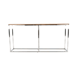 Consola, stil industrial, din mdf stejar si picioare crom argintiu, Kornis, 160x30x77 cm