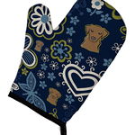 Caroline`s Treasures Carolines Comori BB5085OVMT Flori albastre Ciocolata Labrador Cuptor Mitt Albastru Large, 