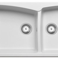 Chiuveta Pyramis DELIA 1 3/4B Bianco, din material compozit, 2 cuve, gol de incastrare 80 cm, alb