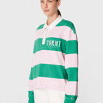 Tommy Jeans Tricou polo Stripes Authtic DW0DW14519 Verde Oversize