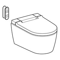 Set vas WC suspendat Geberit, AquaClean Sela, rimless, cu functie de bideu, ornament cromat, 