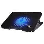 Suport cooler laptop F2030 Havit GAMENOTE compatibil pana la 17 inch, iluminat LED, reglabil pe inaltime, 1 ventilator, Negru