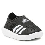 adidas Sportswear, Sandale cu varf inchis si logo contrastant, Negru, 27 EU