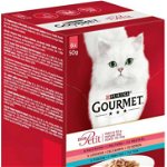 GOURMET Mon Petit Pachet plicuri pentru pisici Păstrăv, Somon şi Ton 6x50g, Gourmet