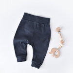 Pantaloni bebe unisex din bumbac organic bleumarin (marime: 3-6 luni), BabyJem