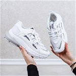 Pantofi sport dama albi cu argintiu Ezary-rl