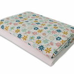 KidsDecor - Set cearceafuri "Floricele jucause" patut bebelus 63x127 cm, cu elastic din bumbac