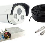 Camera de supraveghere, 1200TVL, lentila 6mm + cablu video coaxial 50m + mufe BNC + sursa de alimentare, Protech
