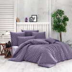 Lenjerie de pat din bumbac Brynjar, violet, 220 x 200 cm, 2 buc. 70 x 90 cm, BedTex