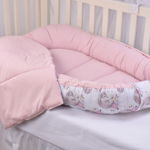 Set 4 piese babynest model unicorni roz pal cu paturica plus alb, Paturica fermecata