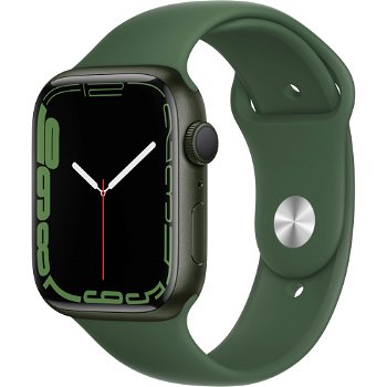 SmartWatch Apple Watch 7, 45mm Aluminium Green cu Clover Sport Band Regular + GPS