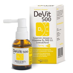 Suspensie uleioasa cu Vitamina D3 Spray, 500 UI, 20 ml, Impruvis D3Vit