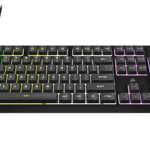 Tastatura gaming CORSAIR K55 CORE RGB USB 2.0 or Type A, wired, Rubber Dome key switches, 1000Hz Report Rate, gray, CORSAIR