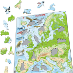 Puzzle 87 piese - Maxi - Harta fizica a Europei | Larsen, Larsen
