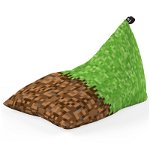 Fotoliu Updeco Puf Bean Bag tip Chill L, impermeabil, indoor/outdoor, sac interior, cu maner, 60 x 90 x 70 cm, Minecraft Iarba Pamant