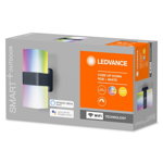 Aplica LED RGB pentru exterior Ledvance SMART+ Wifi Cube UpDown 14W 950 lm lumina alba si color 3000K IP44/IK03 205x110x80mm Gri inchis