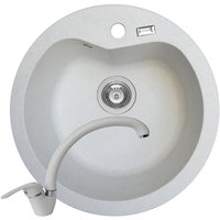 Set Pyramis Round DUROTHEK si baterie OSSIA dimensiune 510mm adancime 200mm soft compozit alb