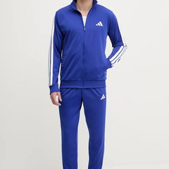 adidas Sportswear, Trening cu logo brodat, Alb, Albastru, L