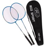 Set 2 Rachete Badminton cu Husa Albastru / Negru
