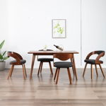 Set scaune de bucatarie vidaXL, 4 buc, gri inchis, lemn curbat si textil, 53 x 54 x 77 cm, 13.7 kg