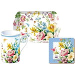 Katie Alice - 'English Garden' Time for Tea Mug, Coaster & Tray Gift Set | , 