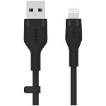 Cablu de incarcare Belkin, Boost Charge Flex, Silicon, USB-A la tip Lightning, 3M, Negru
