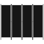Paravan de cameră cu 4 panouri, negru, 200 x 180 cm