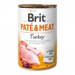 Hrană umedă BRIT pentru câini, cu bucati de carne si pate, cu curcan 400g, Brit