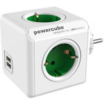 fisa in forma de cub, 4 prize schuko si 2xusb, verde, allocacoc, ALLOCACOC