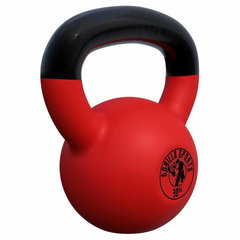 Gantera kettlebell de fier acoperit cu cauciuc Gorilla Sports, 8kg, Negru-Rosu