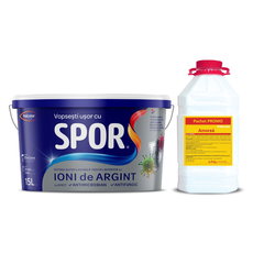 Vopsea lavabila, interior, alb, ioni de argint, 15L + amorsa 5L Spor