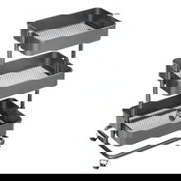 Carucior servire cu 3 etajere si 2 frane, Gri, 