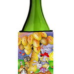 Caroline`s Treasures Animale sub arborele de nucă de cocos vin sticla de băuturi izolator Hugger Multicolore Wine Bottle, 