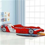 vidaXL Pat pentru copii mașină de curse, roșu, 90 x 200 cm, vidaXL