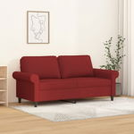 Canapea cu 2 locuri, textil, rosu vin, 140 cm, model 7, VidaXL