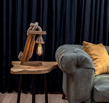 Lampa de masa Lustro, din lemn, 20 x 35 x 10 cm, facuta manual, 812LST1413
