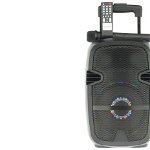 Boxa Activa Portabila Tip Troller Soundvox™ W-07, Radio FM, Bluetooth, USB, TF Card, Aux, Lumini LED, Microfon Inclus, Telecomanda, Neagra