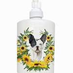 Caroline`s Treasures Black White Bulldog franceză în floarea-soarelui ceramice Săpun Dispenser Mltcl, 