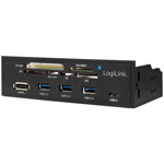 USB 3.0 mit 6 cititor de carduri Negru, Logilink