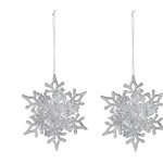 Set 2 decoratiuni brad Snowflake, 11.5x2.5x11.5 cm, polipropilena, argintiu, Excellent Houseware
