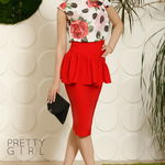 Fusta Pretty Girl Peplum Red, Pretty Girl