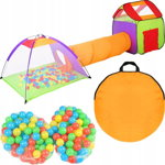 Loc de joaca copii, 2 corturi, tunel de legatura, 200 bile colorate, husa ,375 cm, MT Malatec