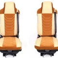 Set huse scaune camion compatibile RENAULT PREMIUM II 2005-2013, piele ecologica cu catifea, crem cu maro