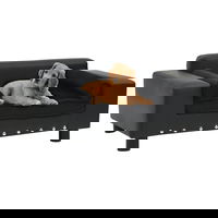 vidaXL Canapea pentru câini, negru, 81x43x31cm, pluș & piele ecologică, vidaXL